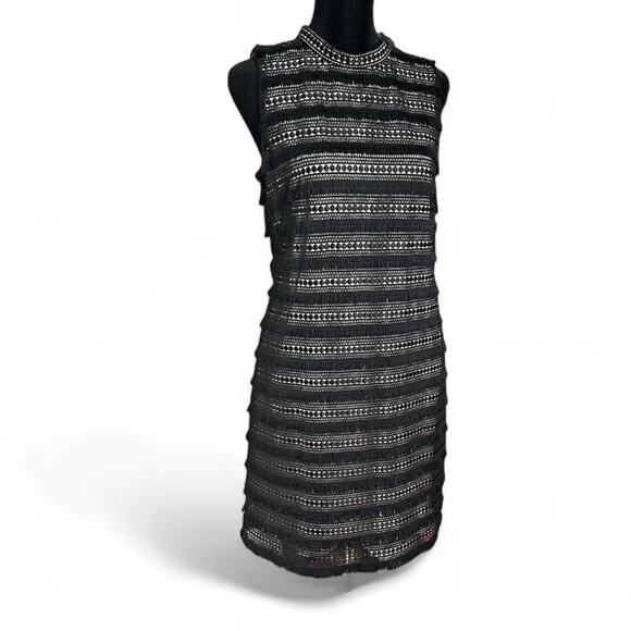 J. Crew Black Embroidered Fringe Sheath Dress Summer Office Business Casual Sz 8 - Picture 6 of 15